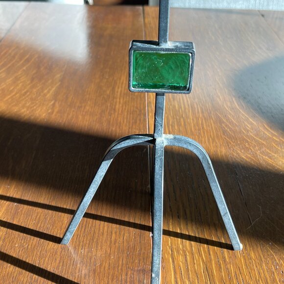 Mid Century Swedish Gunnar Ander for Ystad Metall Wrought Iron and Glass Candlea - Picture 4 of 4